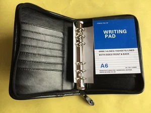 Organizador personal aglutinante de anillo con cremallera 6 anillos en cuero PU negro 9985 - Imagen 1 de 3