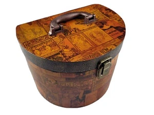 Half-Round Decoupaged Art Deco-ish Decorative Hinged Box - Picture 1 of 5
