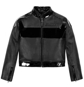 NEW Women's Avirex Black Cropped Moto Leather Jacket NWT - Picture 1 of 7