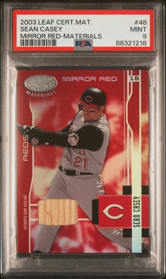 Sean Casey - 2003 Leaf Certified Materials Mirror Red Bat  PSA 9  #137/250 - Image 1 of 2
