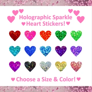 ¡Pegatinas holográficas de corazón brillante! - 1/4" a 4 pulgadas - Elige un tamaño y color - Imagen 1 de 10