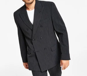 Alfani Men's 40L Pinstripe Slim-Fit Double Breasted Suit Jacket Black White - Picture 1 of 13