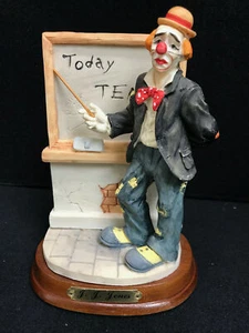 J.J. Jones Teacher Clown Figurine On Wooden Display Stand - Picture 1 of 6