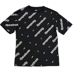 Reebok AOP All Over Print Logo Crewneck Short Sleeve Train Graphic Tee T Shirt S - Picture 1 of 5
