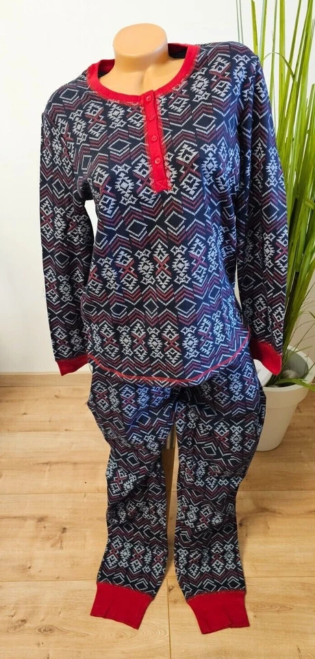 Schiesser Set Pyjama Socken  36 S 38 M 40 L 42 XL blauschwarz rot Schlafanzug - Bild 1 von 4