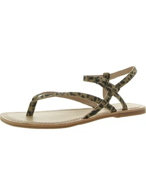 Sandalias tanga de cuero con puntera cuadrada de leopardo beige LUCKY BRAND para mujer 11 M Foto 1 de 3