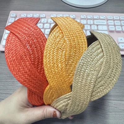 1 peça de tecido plissado largo faixa de cabelo faixa dura acessórios de cabelo feminino - Imagem 1 de 4