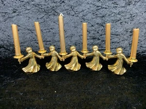 5 Steck Kerzenständer Massiv Messing Engel Vergoldet Kerzenhalter Prunkvoll - Bild 1 von 24