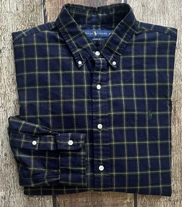 POLO RALPH LAUREN CLASSIC FIT GRID SPORT SHIRT BLUE GREEN MENS XXL EXCELLENT - Picture 1 of 9
