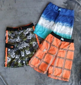 (Lot) 3 Pairs Of Boys Swim Trunk Shorts Sz L (10/12) Elastic Band W/ Drawstring - Picture 1 of 7