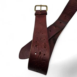 Vintage Damen Gr. S braun Ledergürtel geprägt Blumen Western - Bild 1 von 6