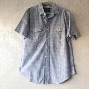 Nautica Herren Hemd Medium Kurzarm blau kariert weich klassisch 100% Baumwolle - Bild 1 von 11