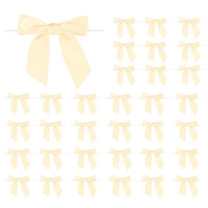 50 Stck. 3,5 Zoll kleines Satinband gedreht Krawattenschleifen für Hochzeit Geburtstag Champagner - Bild 1 von 7