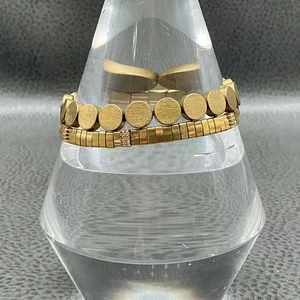 Serefina Armband Set Damen Stretch goldfarben Scheibe Perlen Fliese Strass 2 Stück - Bild 1 von 7