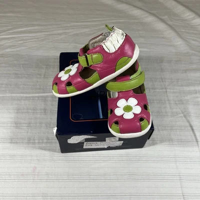 Robeez Tredz Bebé Niña Talla 5.5-6.5 Zapatos de Cuero con Suelas Sandalias Gancho y Lazo W1 Foto 1 de 4