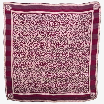 Vintage 80s Givenchy Foulards Abstract Floral Print Red Silk Scarf, Retro Shawl - Image 1 of 4