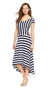 Gap Striped Ballet midi dress, Navy/White SIZE L - Picture 1 of 9