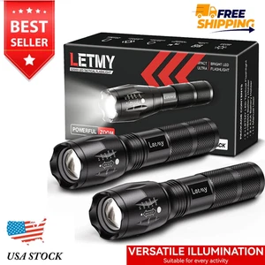 2er Pack Taktische Taschenlampe S2000 LED Hohe Lumen Zoombar Wasserdicht Taschenlampe Licht - Bild 1 von 7