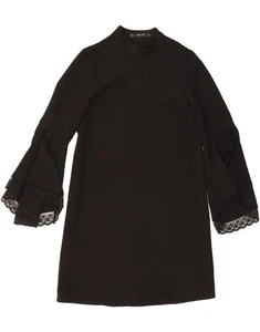 Vestido recto manga 3/4 ZARA para mujer UK 6 XS negro poliéster IR10 - Imagen 1 de 3