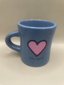 Tazza da tè caffè blu Life is Good cuore rosa amore - Foto 1 di 7