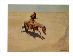 1981 Vintage Print Waterhole Horse Cowboy American Western Frederic Remington - Bild 1 von 3