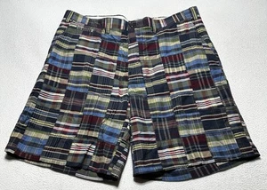 Nautica Clipper Madras Plaid Patchwork Shorts Mens Size 40 W Cotton Flat Front - Picture 1 of 13