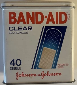 Johnson & Johnson BAND-AID *** Clear Bandages *** 40 Count Metal Box *** EMPTY - Picture 1 of 5