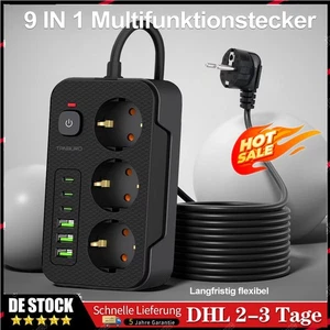 Regleta de enchufes 3 enchufes múltiples con 3 enchufes tipo C y 3 enchufes USB UE - Imagen 1 de 15