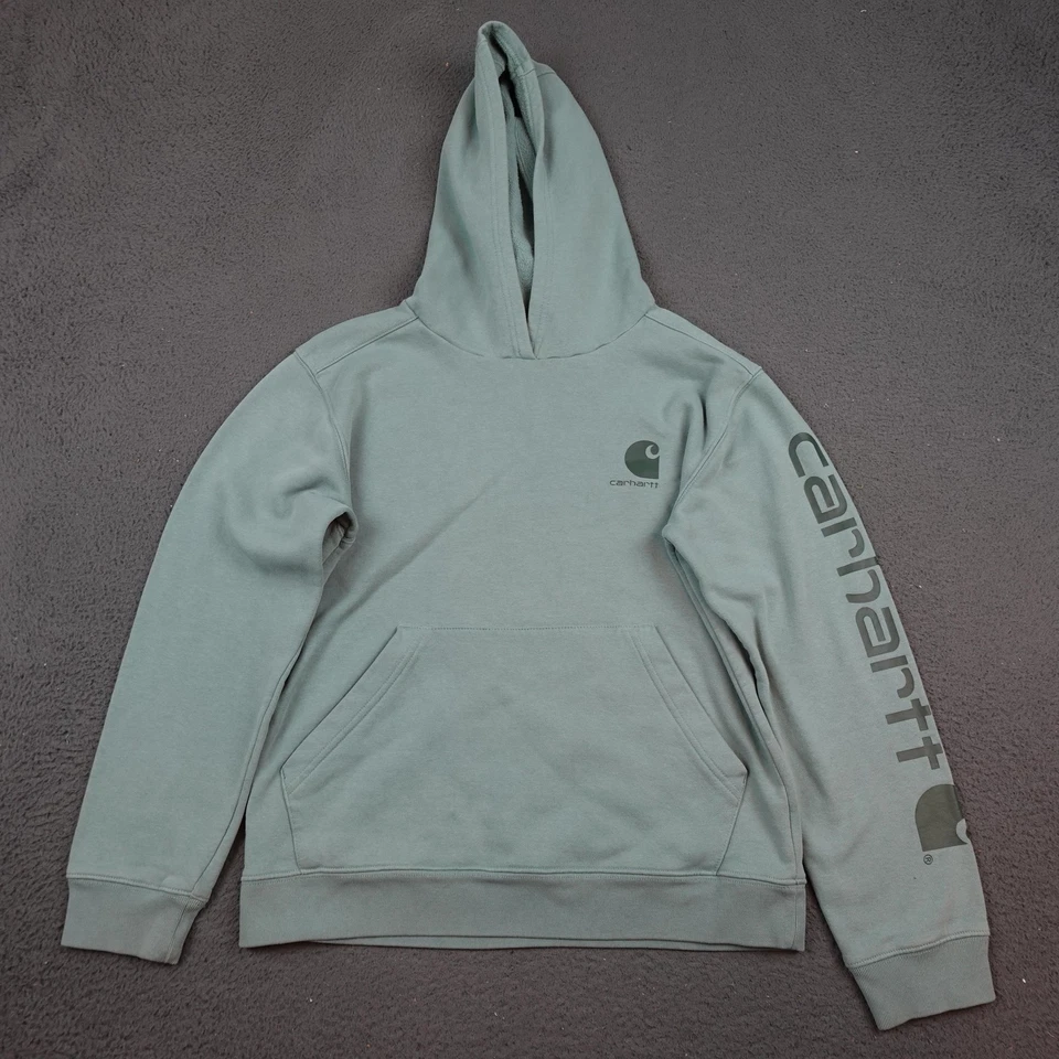 Sudadera con Capucha Carhartt Juvenil Grande 14-16 Verde Logo Manga Polar Pullover Sudadera Foto 1 de 4