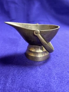 Mini Vintage Brass Pitcher With Handle - Floral Etching - Picture 1 of 5