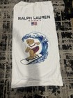VINTAGE Polo Ralph Lauren Sport Beach Towel Bear Surf White Cotton Made In USA