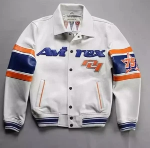 Chaqueta de bombardero de cuero de vaca genuino Avirex para hombre Chaqueta de cuero de vuelo americano - Imagen 1 de 3