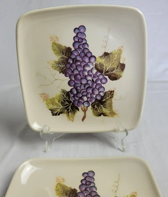 Tabletops Unlimited Cabernet Grapes Melamine 8.5" Square Salad Plates Set of 2 - Image 1 of 4