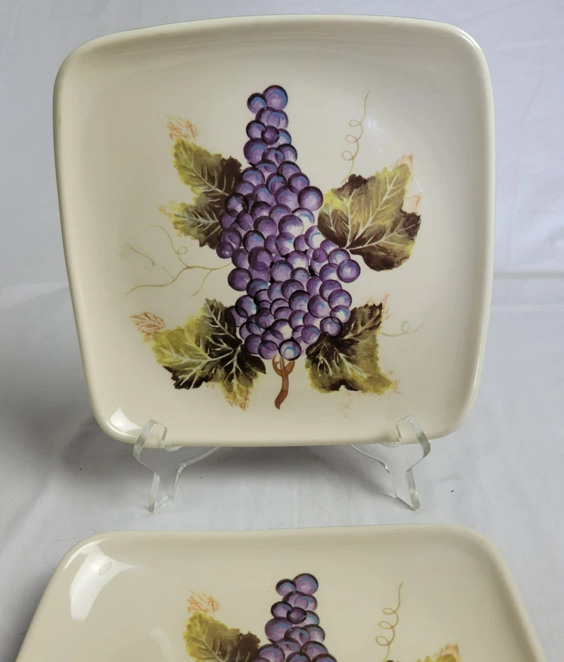 Tabletops Unlimited Cabernet Grapes Melamine 8.5" Square Salad Plates Set of 2 - Image 1 of 4