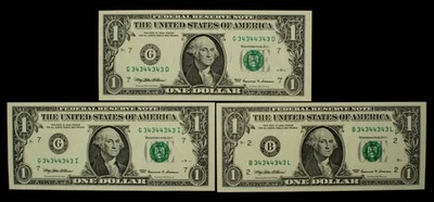 FR 1924-B & 1925-G 1999 Federal Reserve Notes UNC Binary Radar Matching - CA1616 - Image 1 of 2