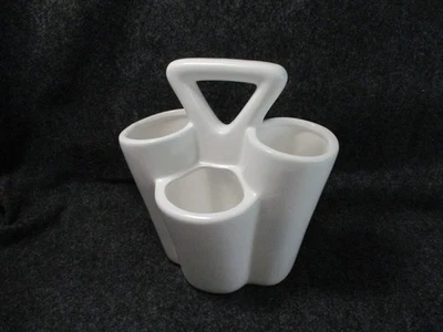 Carrito de utensilios de cepillo de pintura de cerámica blanca de 4 secciones con mango cocina arte pasatiempo Foto 1 de 4