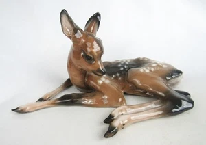 Vintage Rosenthal Germany Porzellan gefleckt Rehkitz Baby Hirsch liegend Figur - Bild 1 von 11