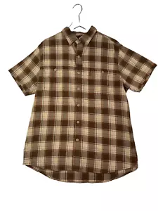 Camicia GH Bass & Co manica corta con bottoni - marrone a quadri - uomo large - Foto 1 di 7