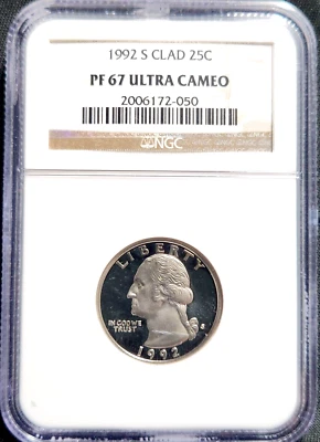 1992-S Washington Clad Proof PF 67 Ultra Cameo NGC #671 - Image 1 of 2