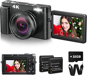 4K Digital Camera Photography 32GB Card Autofocus 48MP Anti-Shake 16X 