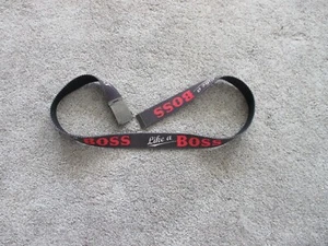 Men’s Belt "LIKE A BOSS" Black, Length 46 Inches, Slide Lock, Preowned - Picture 1 of 5
