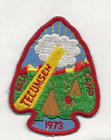 ARROWHEAD PATCH /  " TECUMSEH " Fall Camp 1973 - Boy Scout BSA B3