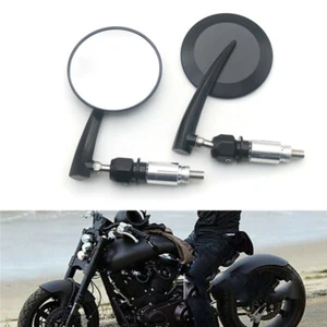 7/8" 22mm Black CNC Round Handle Bar End Rearview Side Mirror For Honda CB Cafe - Picture 1 of 8