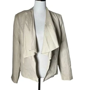 Premise Studio Jacket Womens Size 12 Open Front Draped Ruffle Linen Blend - Bild 1 von 11