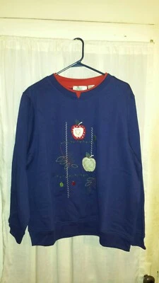Sudadera Shenanigans Bordada (Manzanas) Azul Marino Talla XL Manga Larga Foto 1 de 3