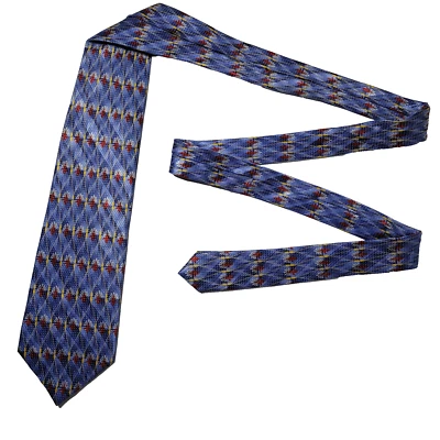 Jhane Barnes Tie Men's Abstract Blue 100% Silk Necktie Handmade - Image 1 of 4