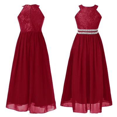 Maxi vestidos florales de encaje para niños con flores de fiesta de boda de gasa Foto 1 de 2