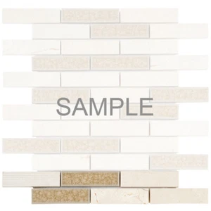 Beige Cream Crema Marfil Marble Mosaic Tile Crackle Glass Kitchen Backsplash - Picture 1 of 7