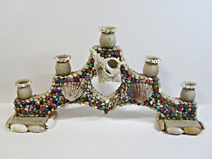 Handmade Seashell 5 Candle Holder Candelabra Bridge & Heart Design Wedding 
