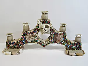Handmade Seashell 5 Candle Holder Candelabra Bridge & Heart Design Wedding - Picture 1 of 11
